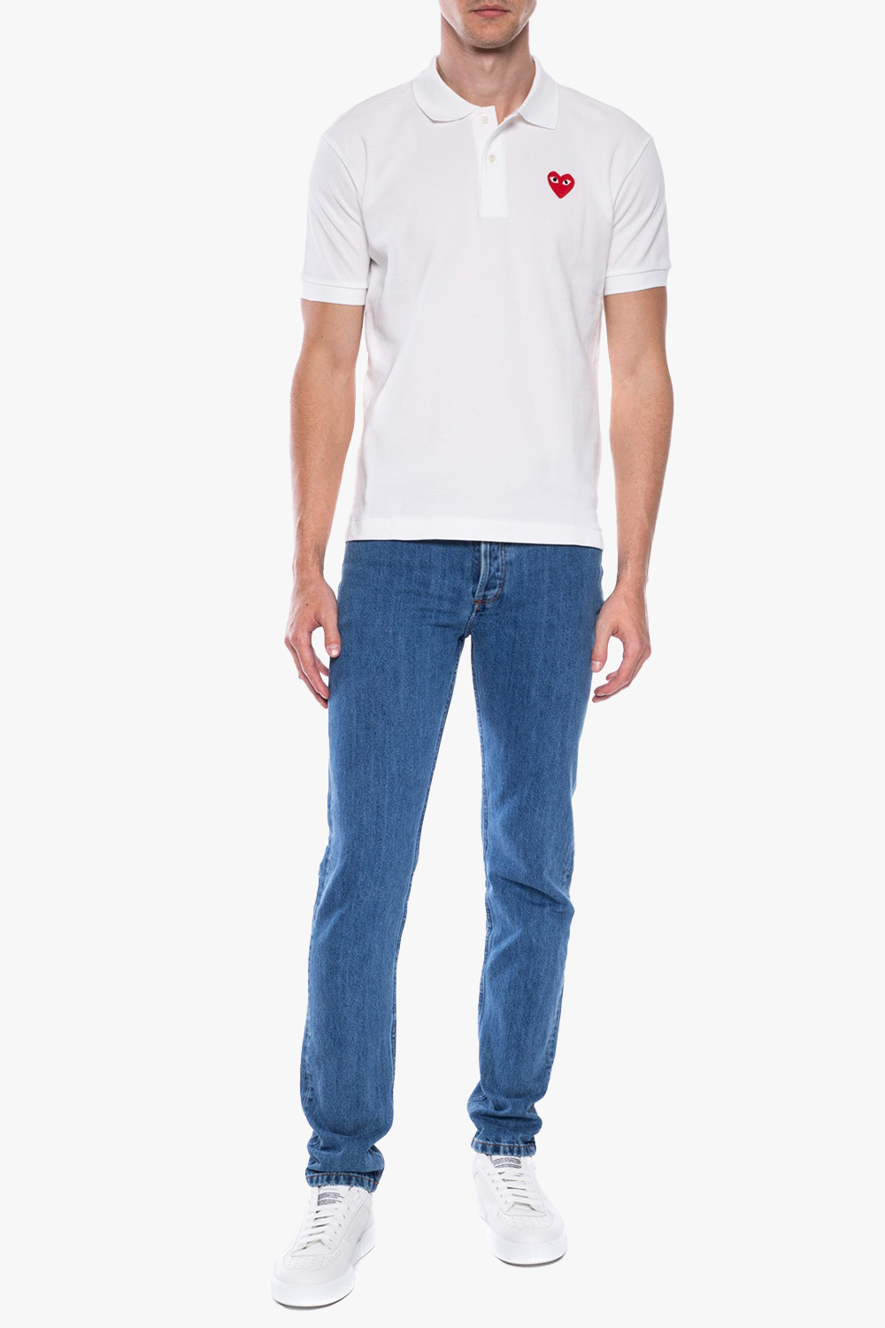 Biały Polo z naszywką w kształcie logo Comme des Garçons